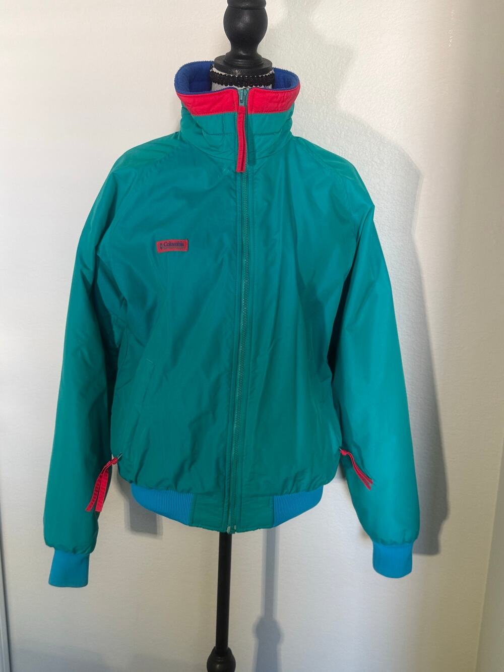 Vintage Columbia Sportswear Men’s Medium Teal Colorblock Fleece Ski Jacket 90s